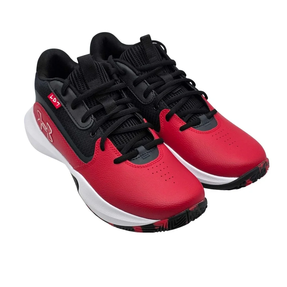 Under Armour Lockdown 7 Basketball Sneakers Men's 9.5 Women's 11 Red Black NEW